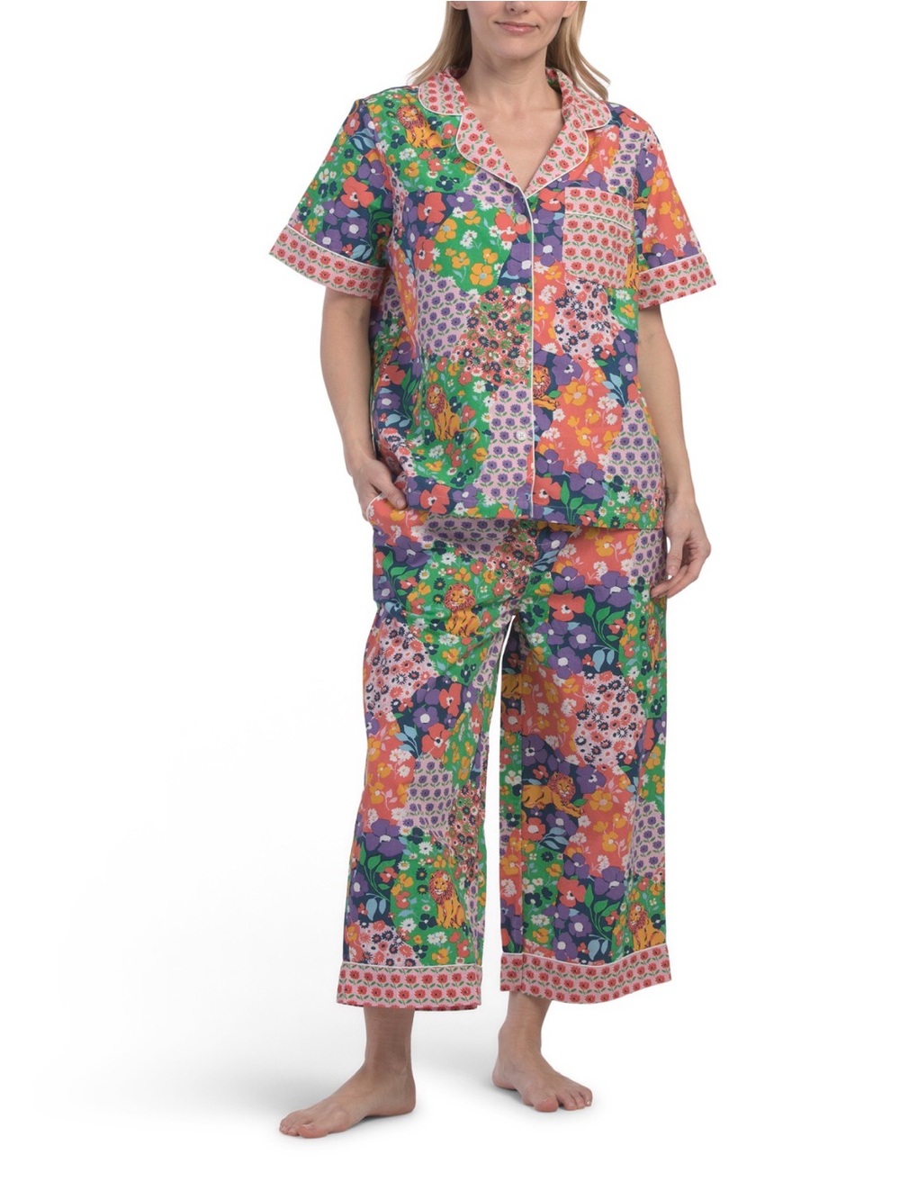 Printfresh Flower Power Pajama Set Grape soda XS